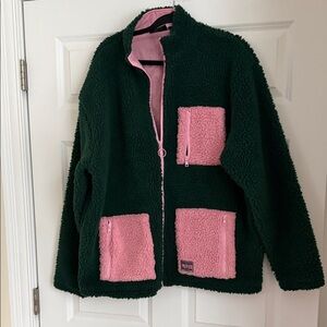 Lazy Oaf Green and Pink Teddy Jacket